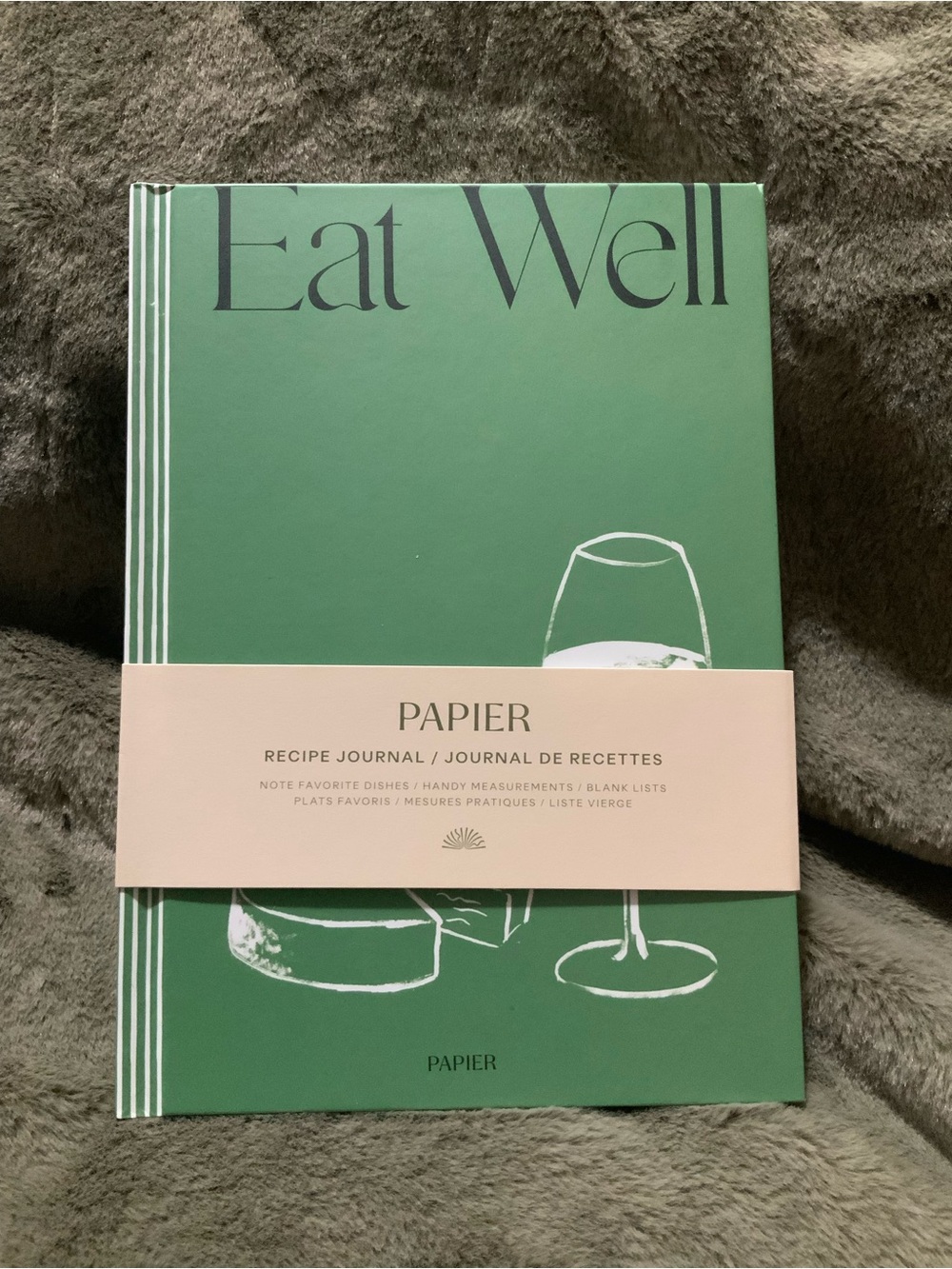 NWT Papier Eat Well Recipe Journal in Dusty Sage